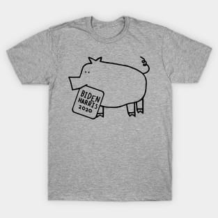 Cute Pig with Biden Harris Sign Outline T-Shirt